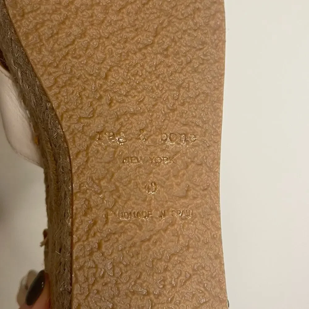 Rag & Bone Hera Espadrille Wedge Sandal in Antique White Leather EU 40